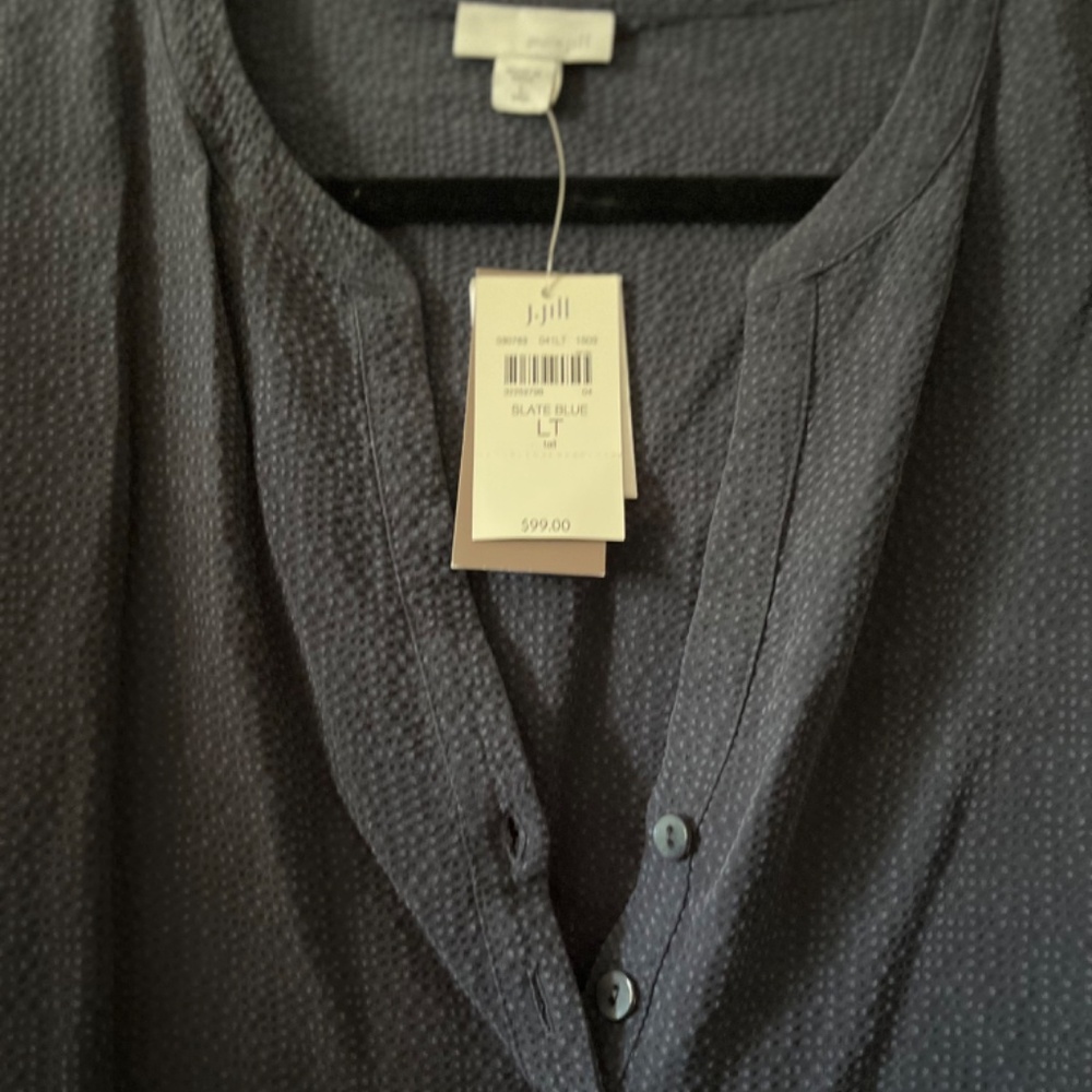 J JILL NWT L T BLUE GRAY STRETCH LS TUNIC
